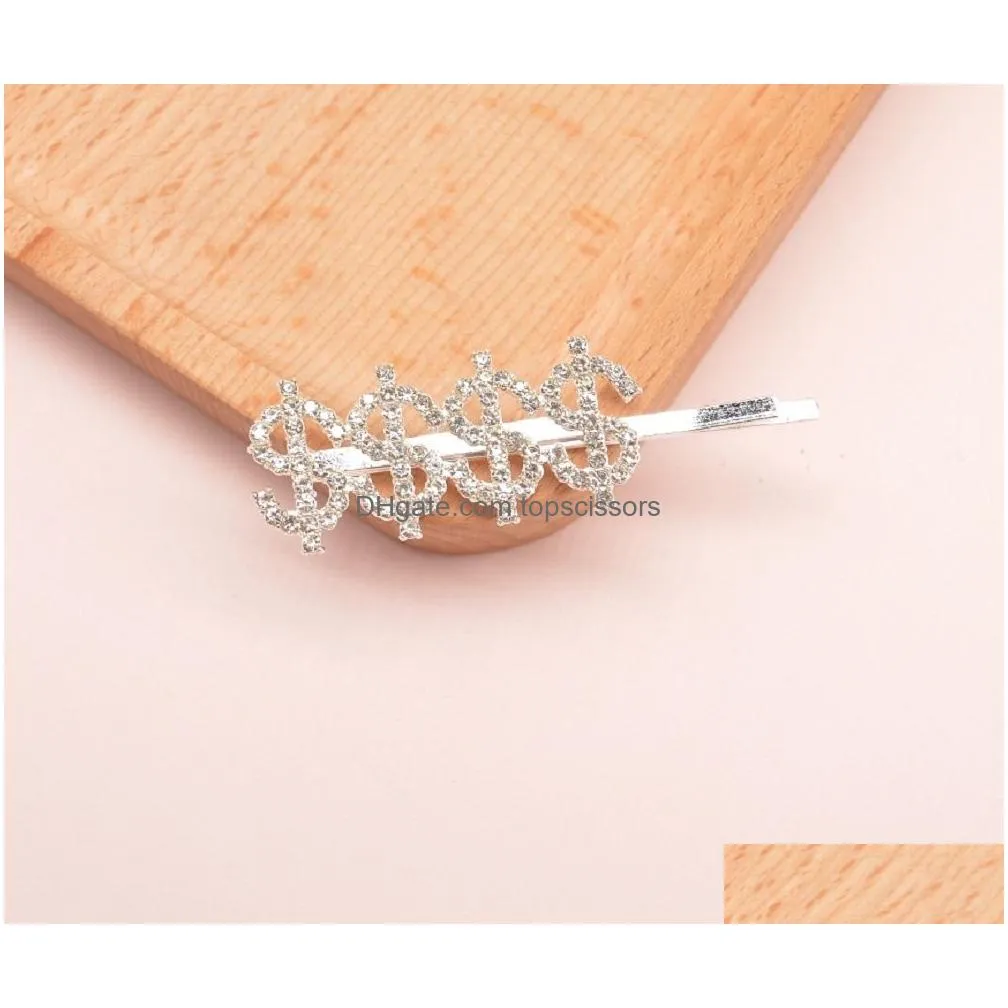 fashion hairpin 15 styles silver gold letter word rhinestone crystal hair pin hairgrip hairclips hair clip grip barrette hair