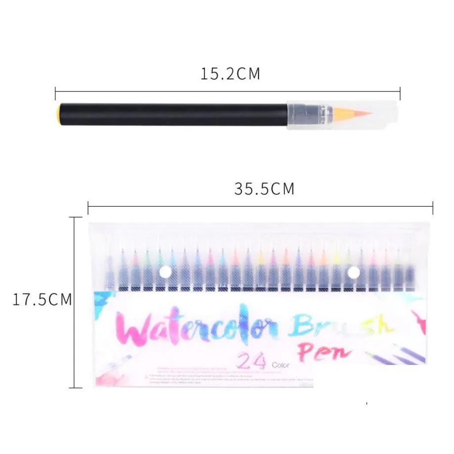 soft head watercolor pen 24 color pen set childrens painting watercolor comics writing pen soft brush can be washed students present