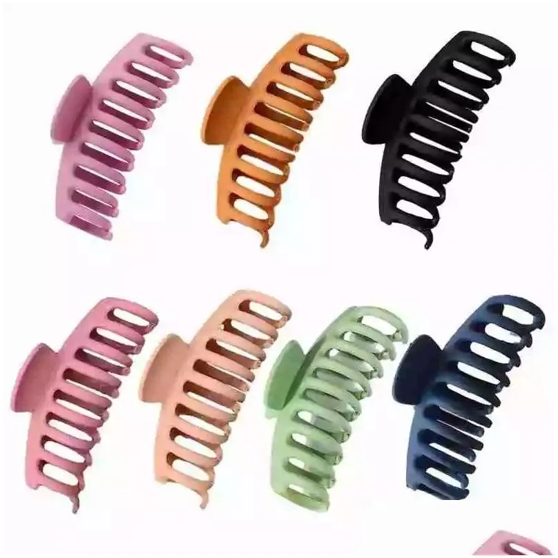 korean big hair claws elegant frosted acrylic hair clips for women big ponytail clip pure color hairpin claws 