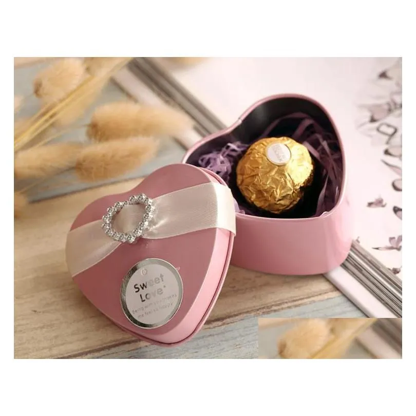 heart shape metal tin candy box fashion wedding birthday christmas favors choclate box sweets jewelry presents gift wrap party