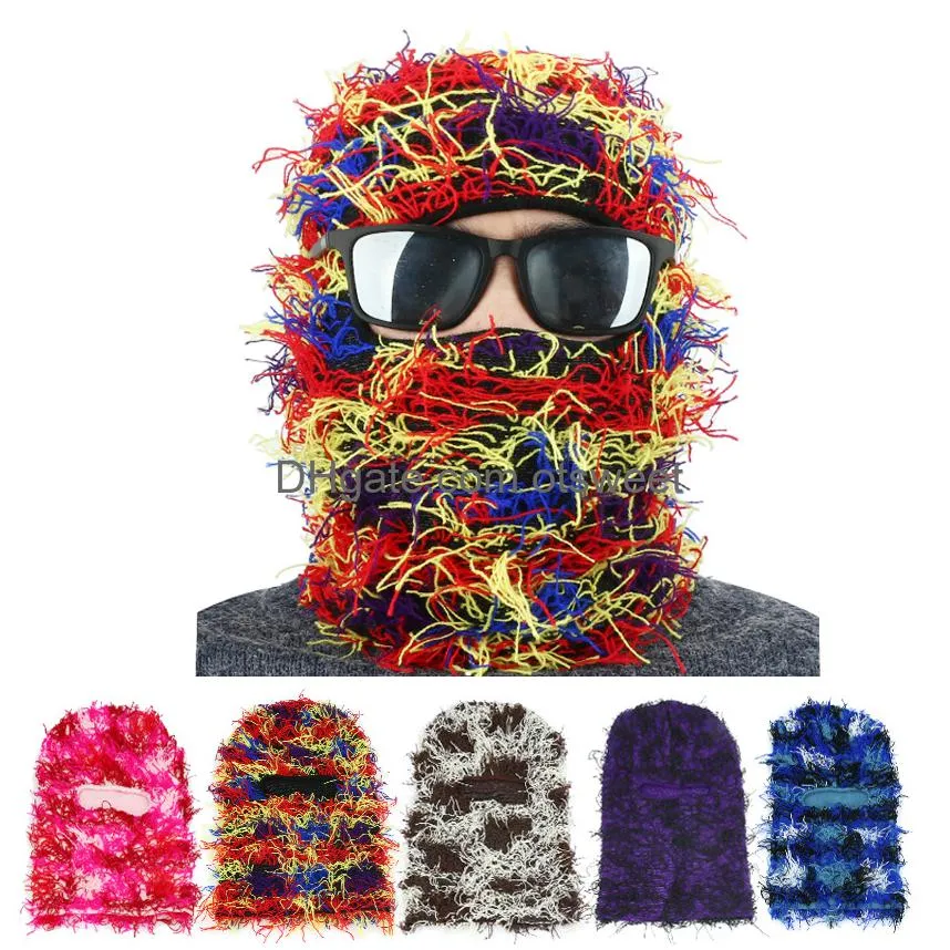 clava died knitted fl face ski mask shiesty camouflage knit fuzzy drop delivery fashion accessories hats scarves gloves caps