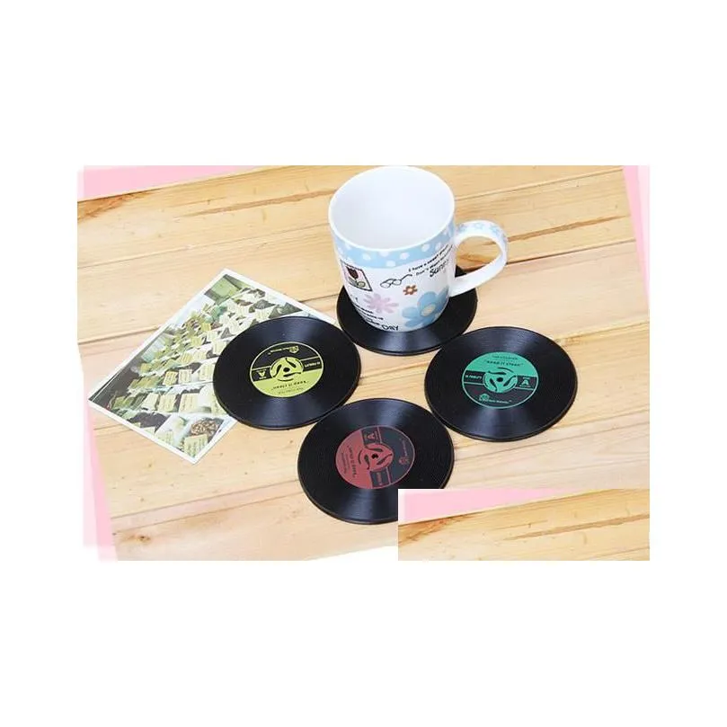 silicone coaster vintage vinyl record disk coaster for tabletop drinks mat pads protection prevents furniture damage non slip table