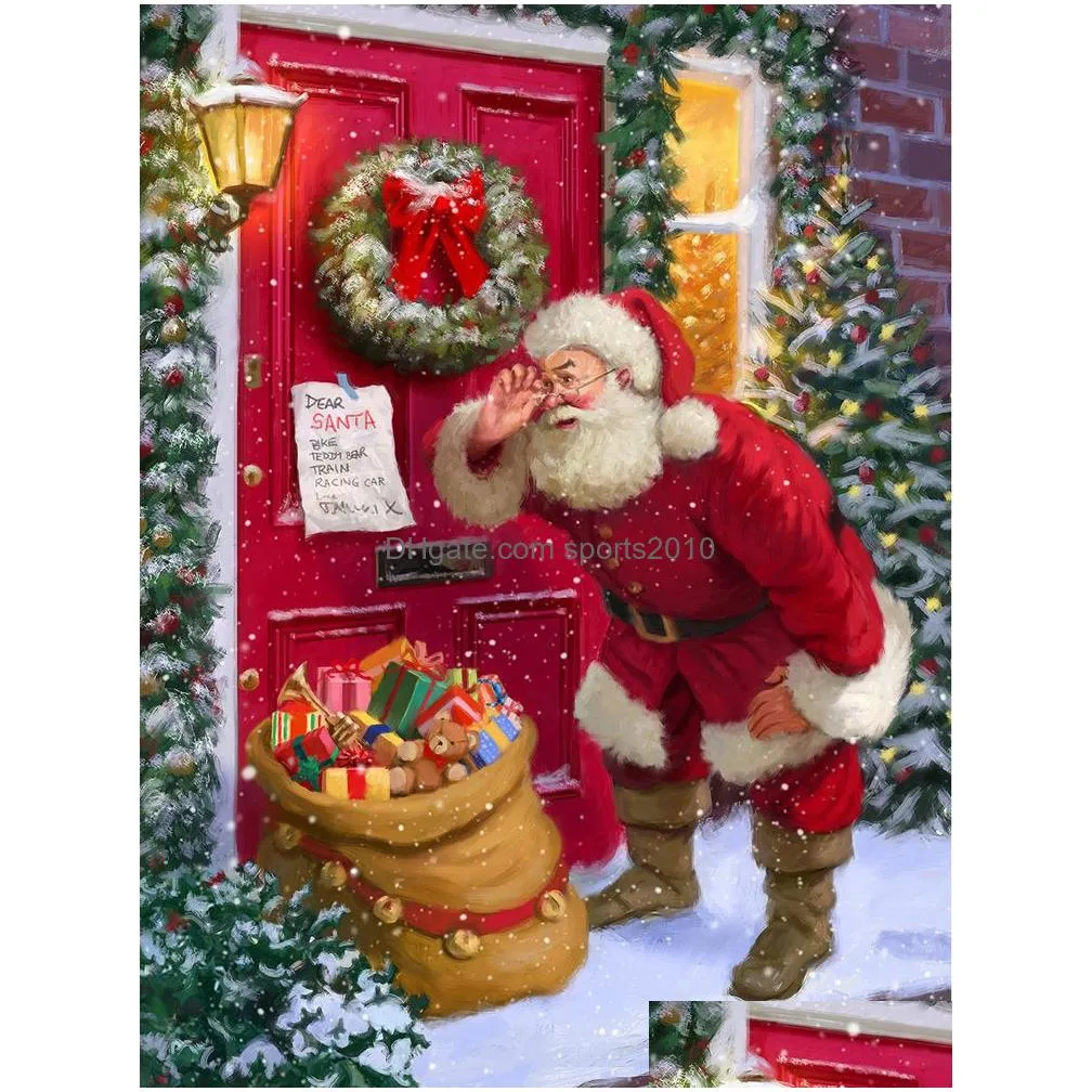 5d diy christmas full drill rhinestone diamond painting kits cross stitch santa claus snowman home decor jk2008kd