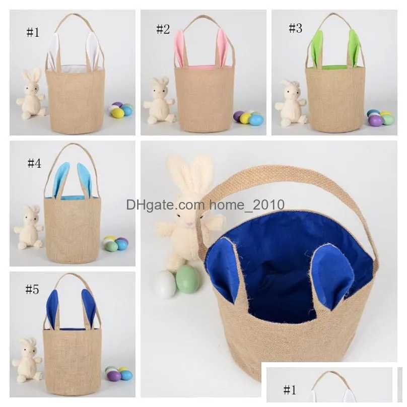 burlap easter baskets personalized easter bunny buckets bunny ears bucket gift bag egg organizer 5 colors dw1981