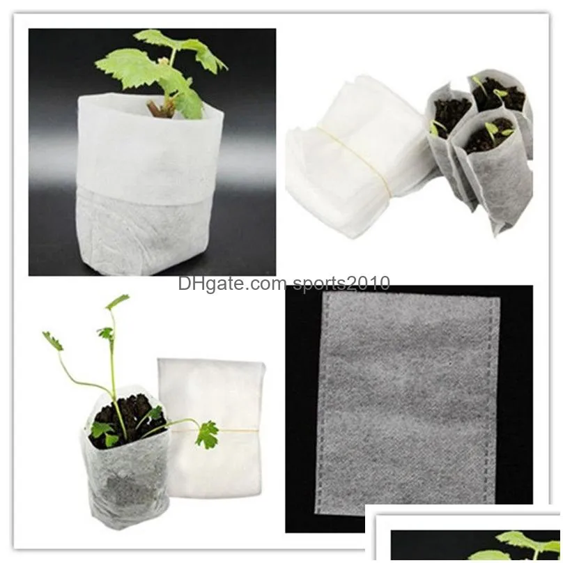 patio lawn 100pcs/pack garden supplies environmental protection non-woven nursery pots seedling raising bags 8x10cm fabrics white xb