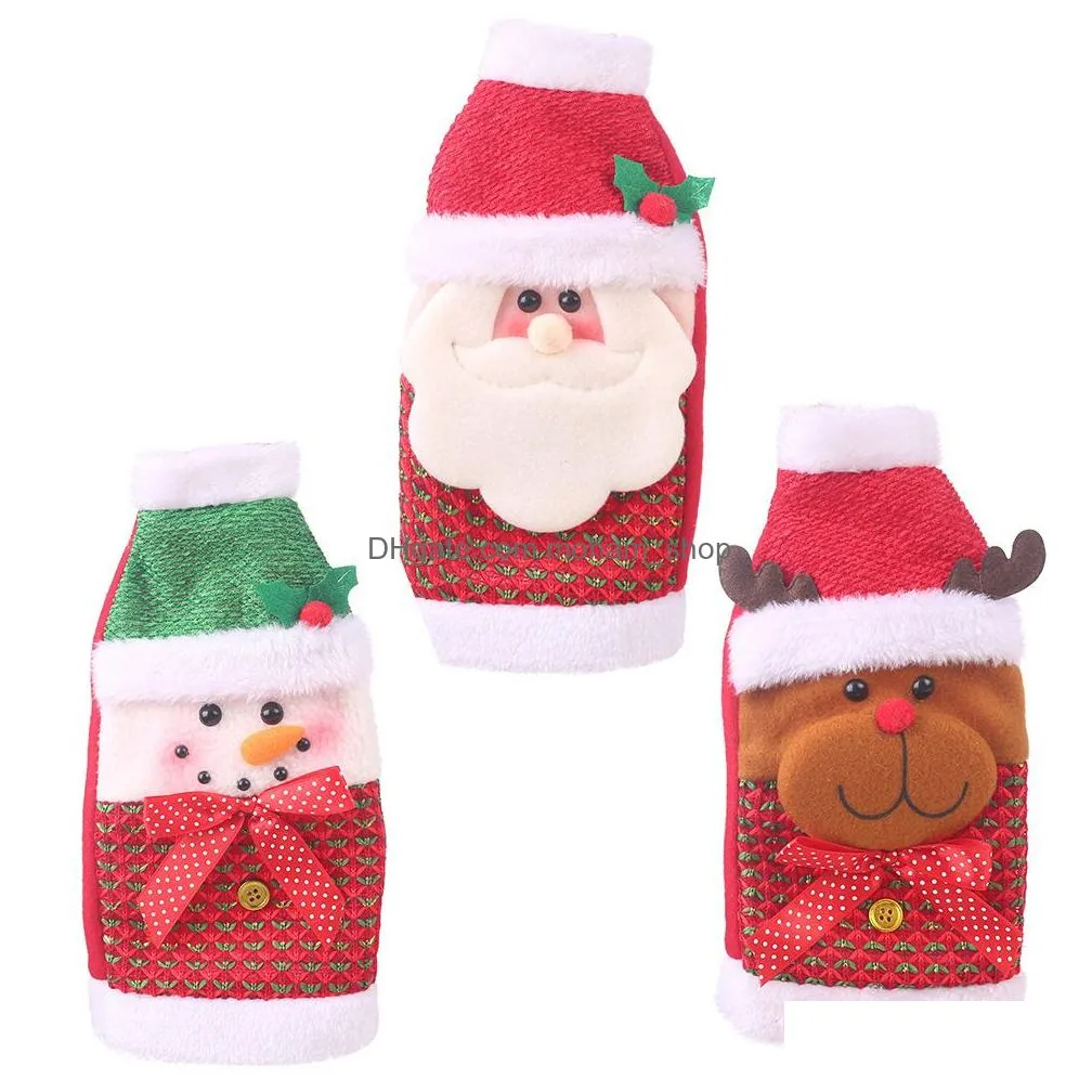 christmas wine bottle cover champagne sweater santa reindeer snowman xmas party decorations table ornaments xbjk2109