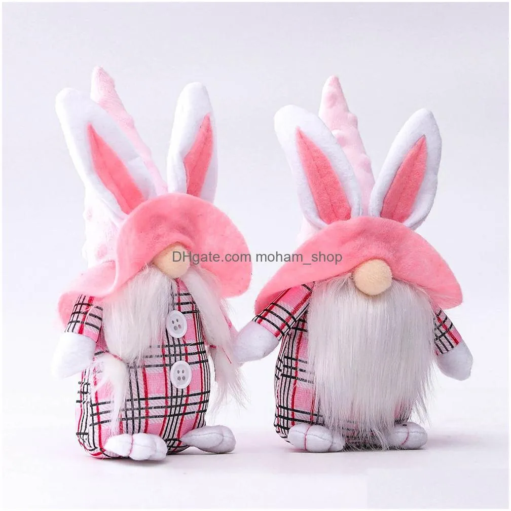 easter bunny gnome decorations  check handmake plush faceless dwarf doll home ornaments tomte for gift jk2102xb