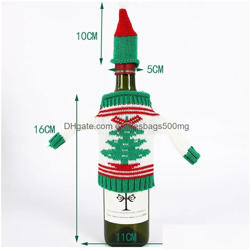 christmas wine bottle cover champagne sweater snowman reindeer joy xmas tree decorations table ornaments xbjk2109