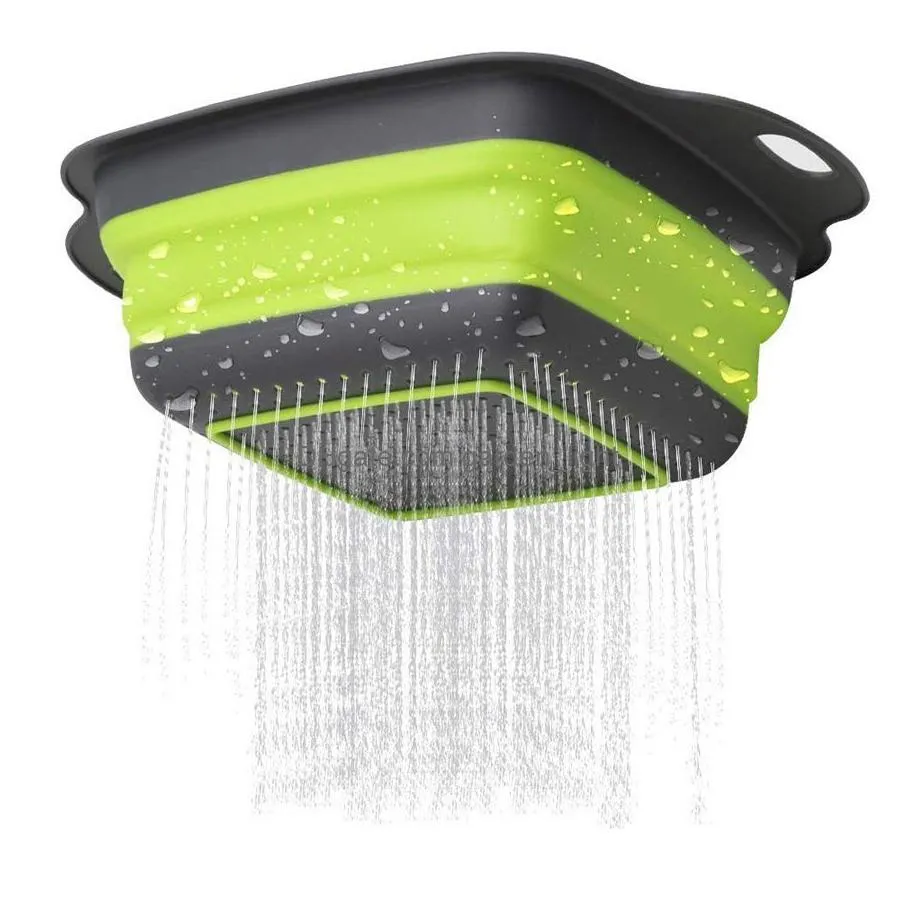 foldable fruit vegetable washing basket strainer portabl food grade silicone colander collapsible drainer kitchen tool kdjk2003