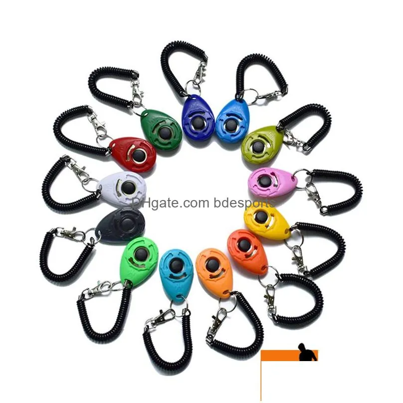 dog training clicker with adjustable wrist strap dogs click trainer aid sound key for behavioral training jk2007kd