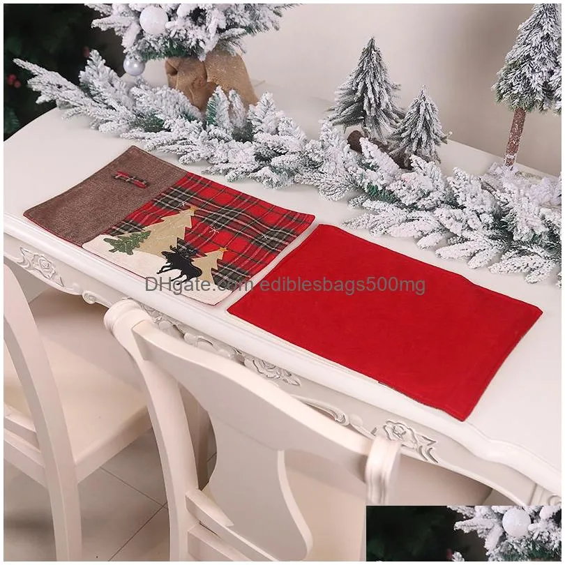 christmas table mats heatproof cloth kitchen dining pads xmas plaid elk tree placemat christmas decoration jk2010xb