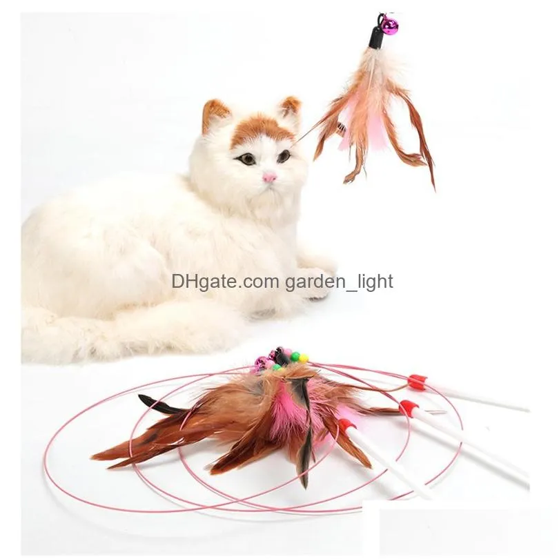 pet cat teaser toy wire dangler wand feather plush fish caterpillar interactive fun exerciser playing toy jk2012ph