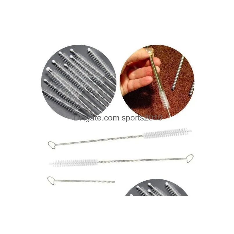 20 cm reusable straw cleaning brushes stainless steel wash drinking pipe straw brush cleaner household kitchen accessories