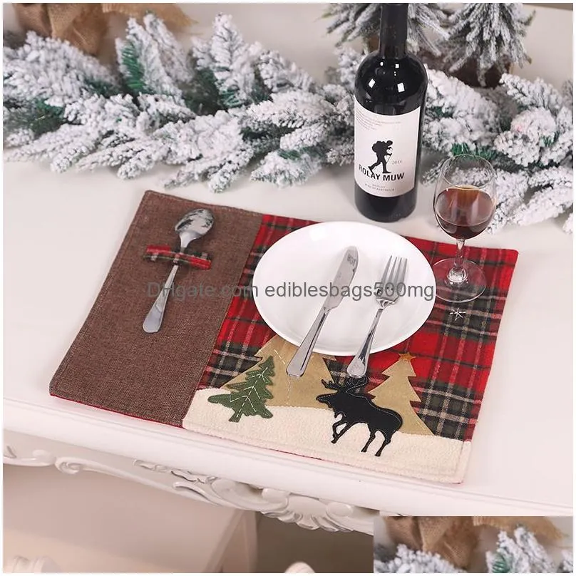 christmas table mats heatproof cloth kitchen dining pads xmas plaid elk tree placemat christmas decoration jk2010xb