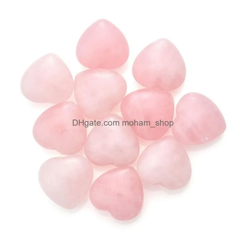 healing crystal natural rose quartz love heart worry stone chakra reiki balancing for diy craft 1 home decor jk2101kd