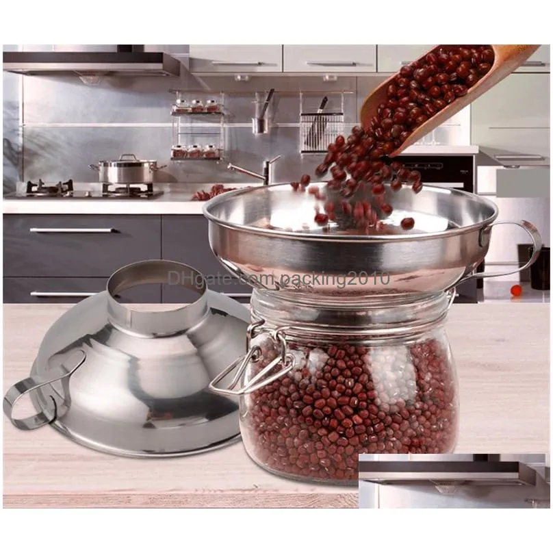 stainless steel wide mouth canning funnel hopper filter for wide regular jars kitchen cooking tools jk2007xb