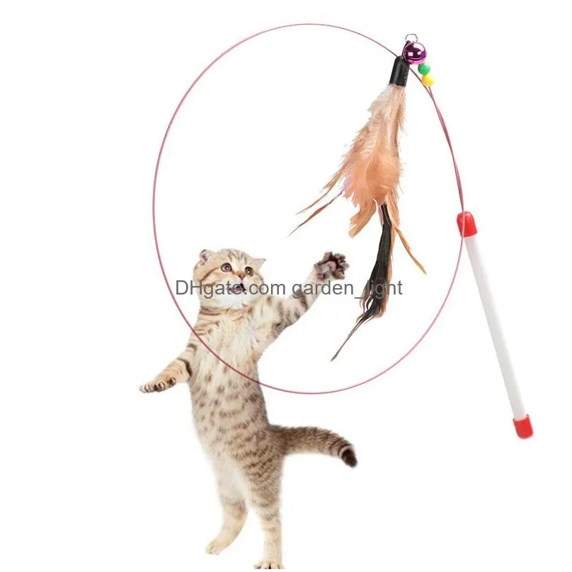 pet cat teaser toy wire dangler wand feather plush fish caterpillar interactive fun exerciser playing toy jk2012ph