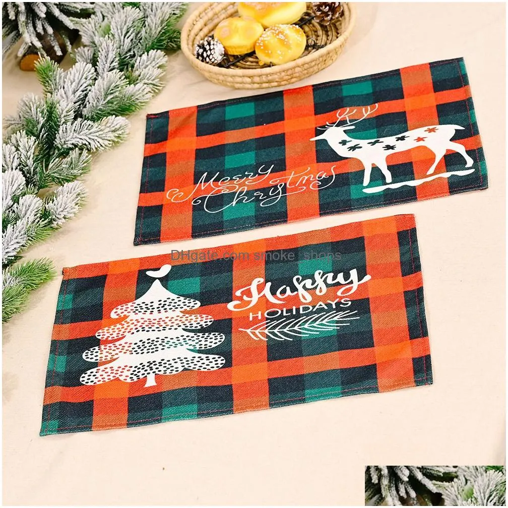 christmas placemats red and green check plaid dining table mats home xmas decoration 44 x 33 cm kdjk2108