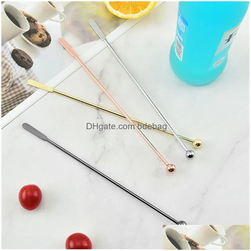 bar tools stainless steel coffee beverage stirrers stir cocktail drink swizzle stick with small rectangular paddles xbjk2203