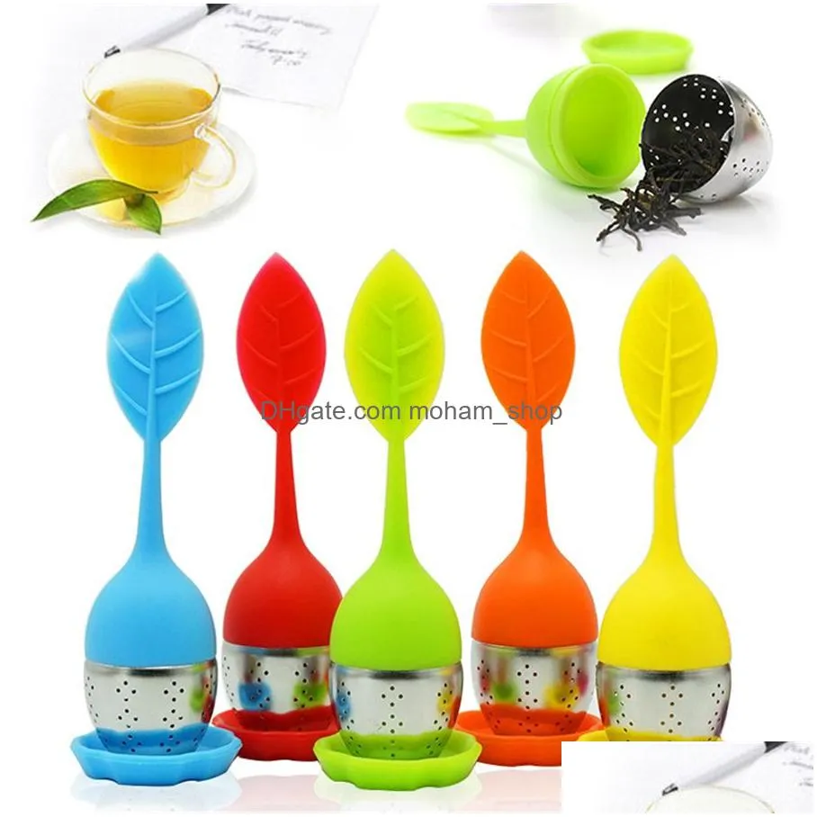 silicone tea infuser reusable stainless steel strainer loose tea steeper tea ball herbal spice filter kitchen tools jk2006ph