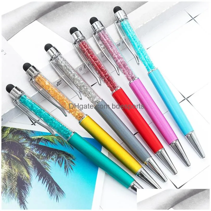 bling 2-in-1 crystal diamond ballpoint pens screen touch stylus pen office school stationery supplies xbjk2112