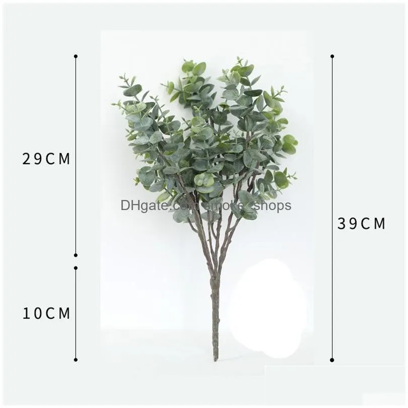 faux eucalyptus leaves artificial greenery stems fake green plants branches diy home wedding party decoration jk2101ph