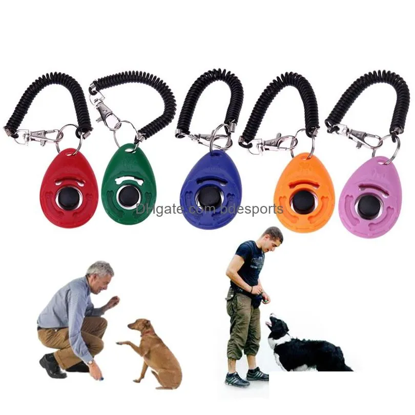 dog training clicker with adjustable wrist strap dogs click trainer aid sound key for behavioral training jk2007kd