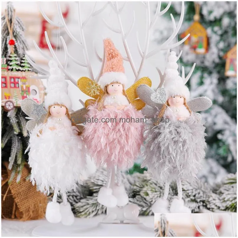 christmas decoration angel doll pendant tree hanging ornaments xmas crafts elves decorations year kids gifts jk2008xb