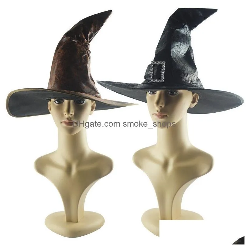 halloween wizard witch hat masquerade party props fancy dress cosplay costume accessories for children adult xbjk2107