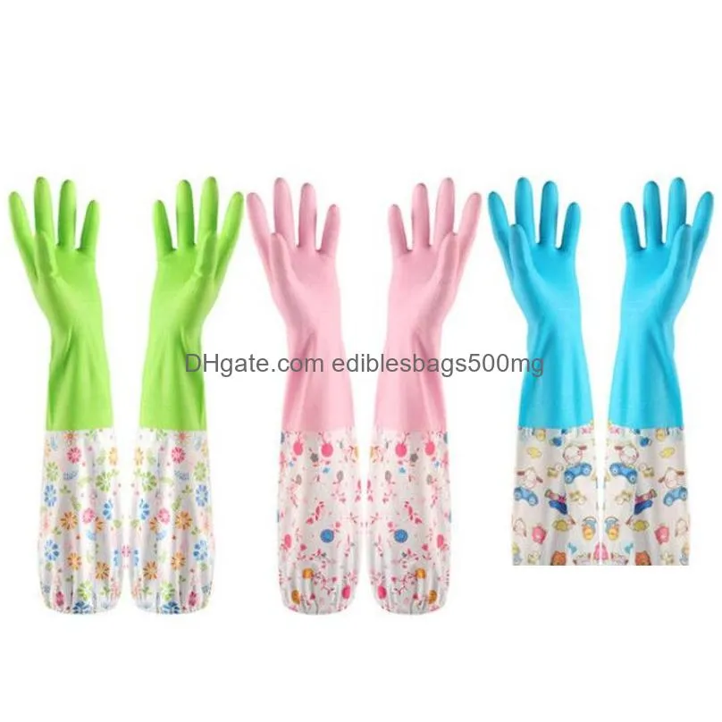  housekeeping kitchen cleaning pvc gloves household warm durable waterproof dishwashing glove water dust cleaning