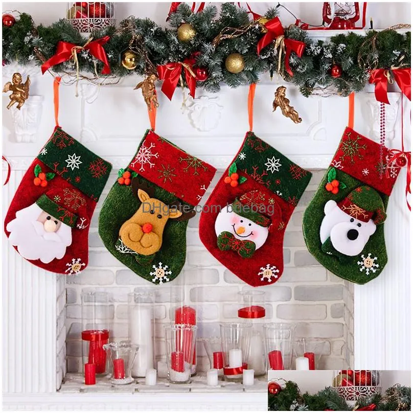 mini christmas stockings xmas tree ornaments decorations santa claus snowman reindeer gift card silverware holders xbjk2209