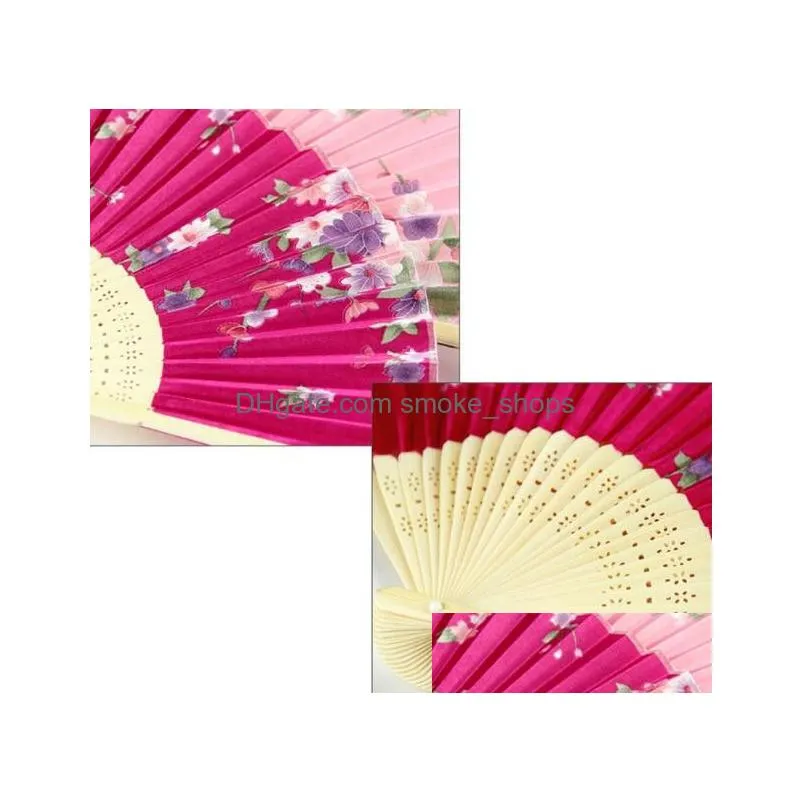  100pcs colorful chinese bamboo folding hand fan flowers floral wedding dance party decor kd1