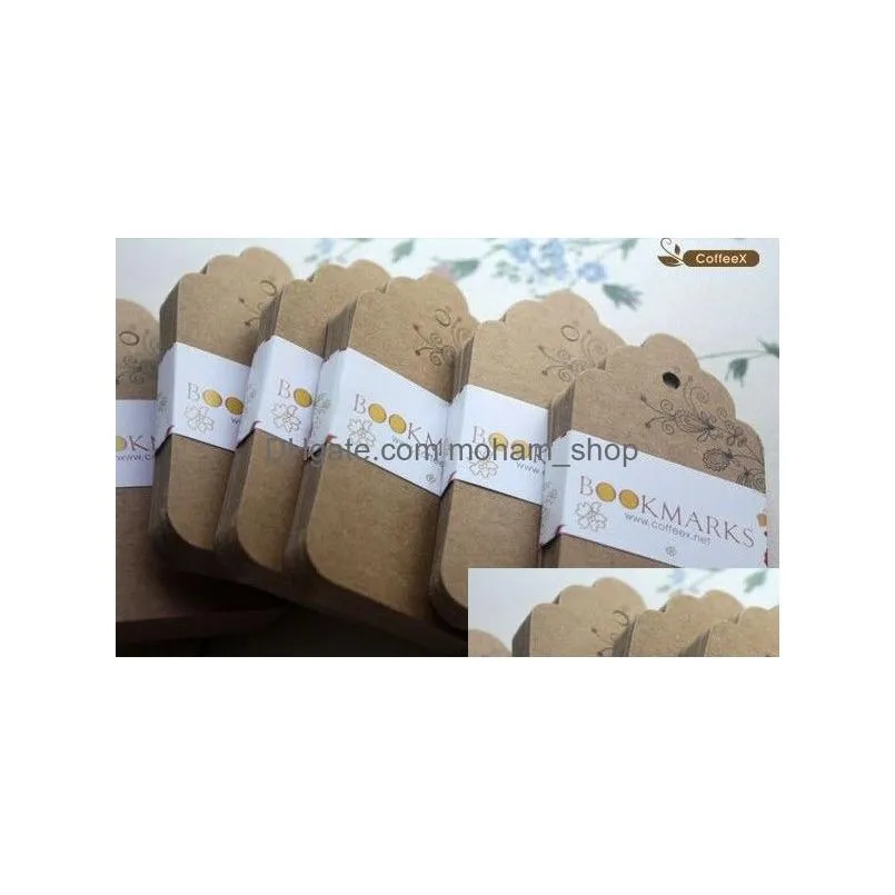 flower pattern bookmark label hang tag coffee kraft paper gift card tag message card xb1