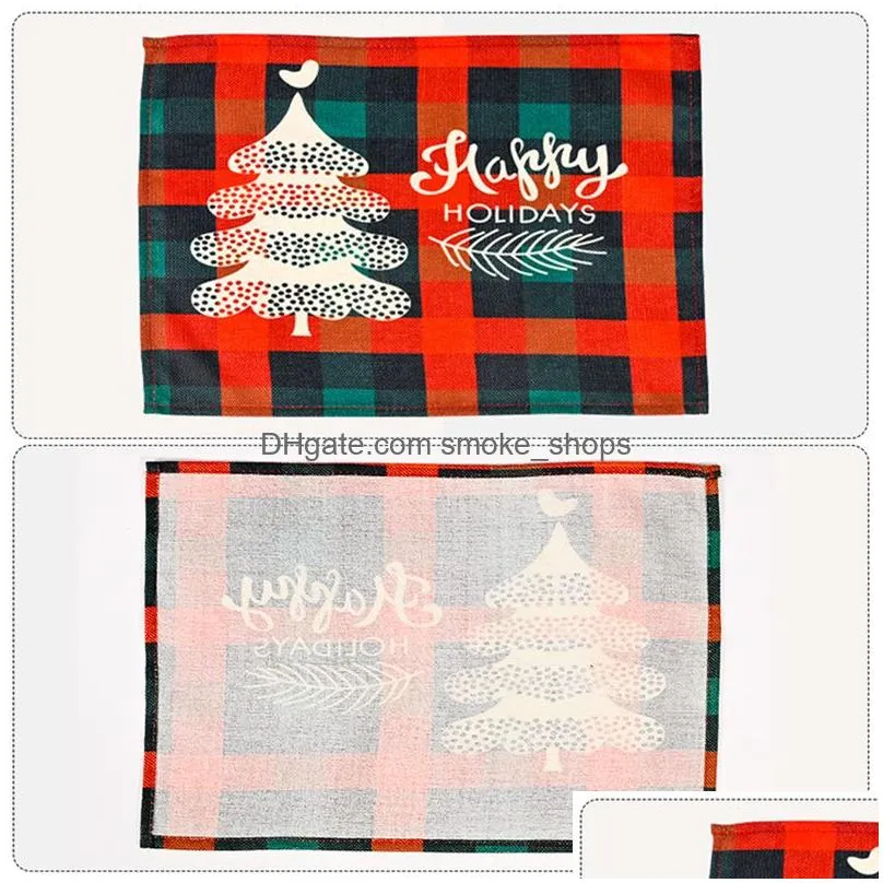 christmas placemats red and green check plaid dining table mats home xmas decoration 44 x 33 cm kdjk2108