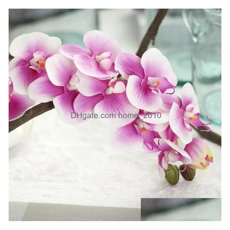silk phalaenopsis artificial flowers real touch moth orchids wedding decor diy home table bouquet decorative flowers 8 colors bt1086