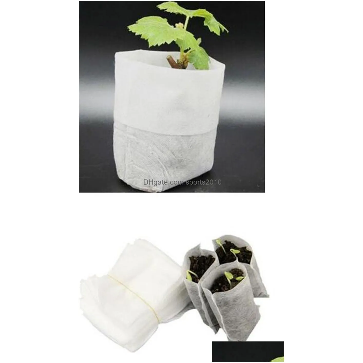 patio lawn 100pcs/pack garden supplies environmental protection non-woven nursery pots seedling raising bags 8x10cm fabrics white xb