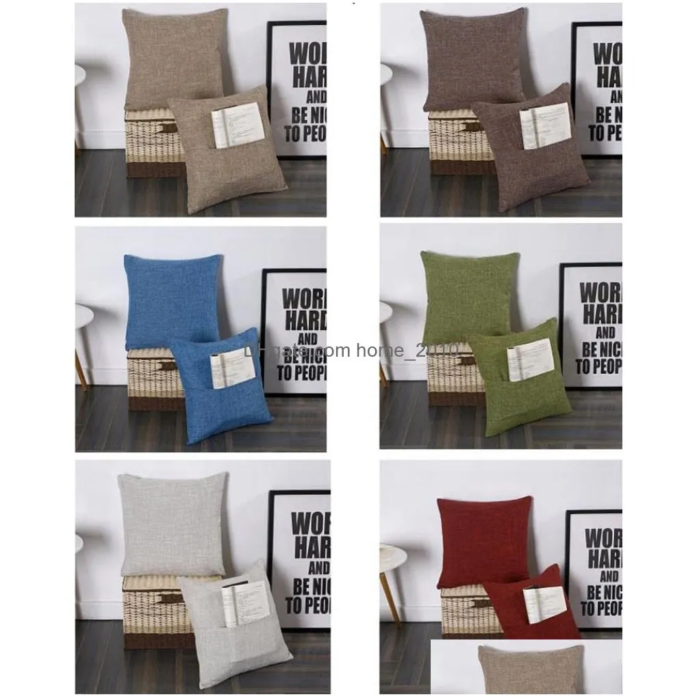 pillow covers solid envelope book pocket decorative pillow case linen blank throw pillow cushion cover home decor 13 colors yg794