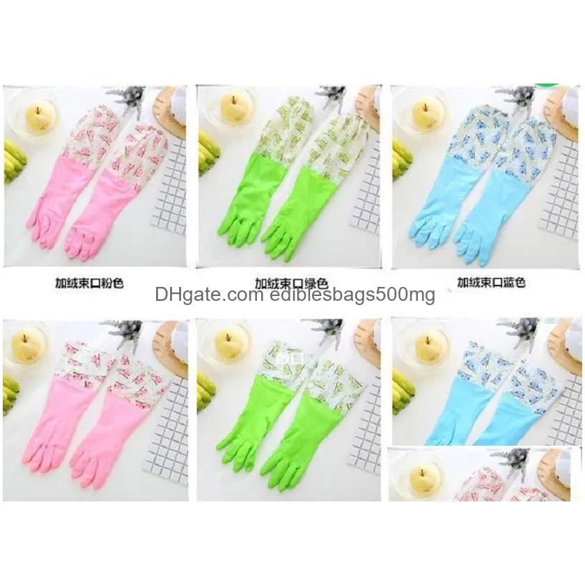  housekeeping kitchen cleaning pvc gloves household warm durable waterproof dishwashing glove water dust cleaning