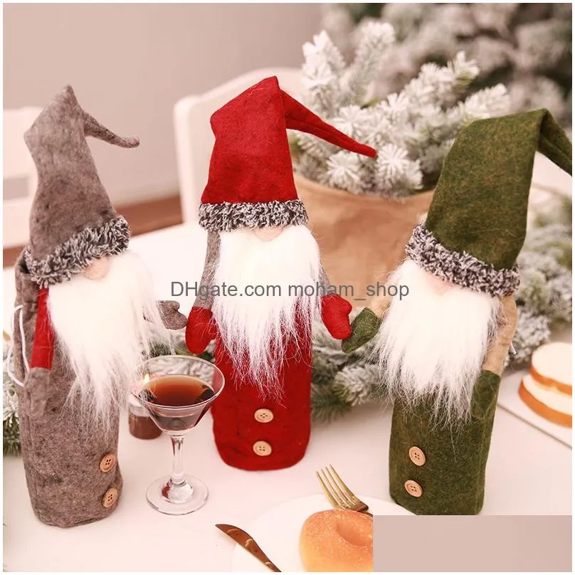 christmas gnomes wine bottle cover handmade swedish tomte gnomes santa claus bottle toppers bags holiday home decorations jk2010xb