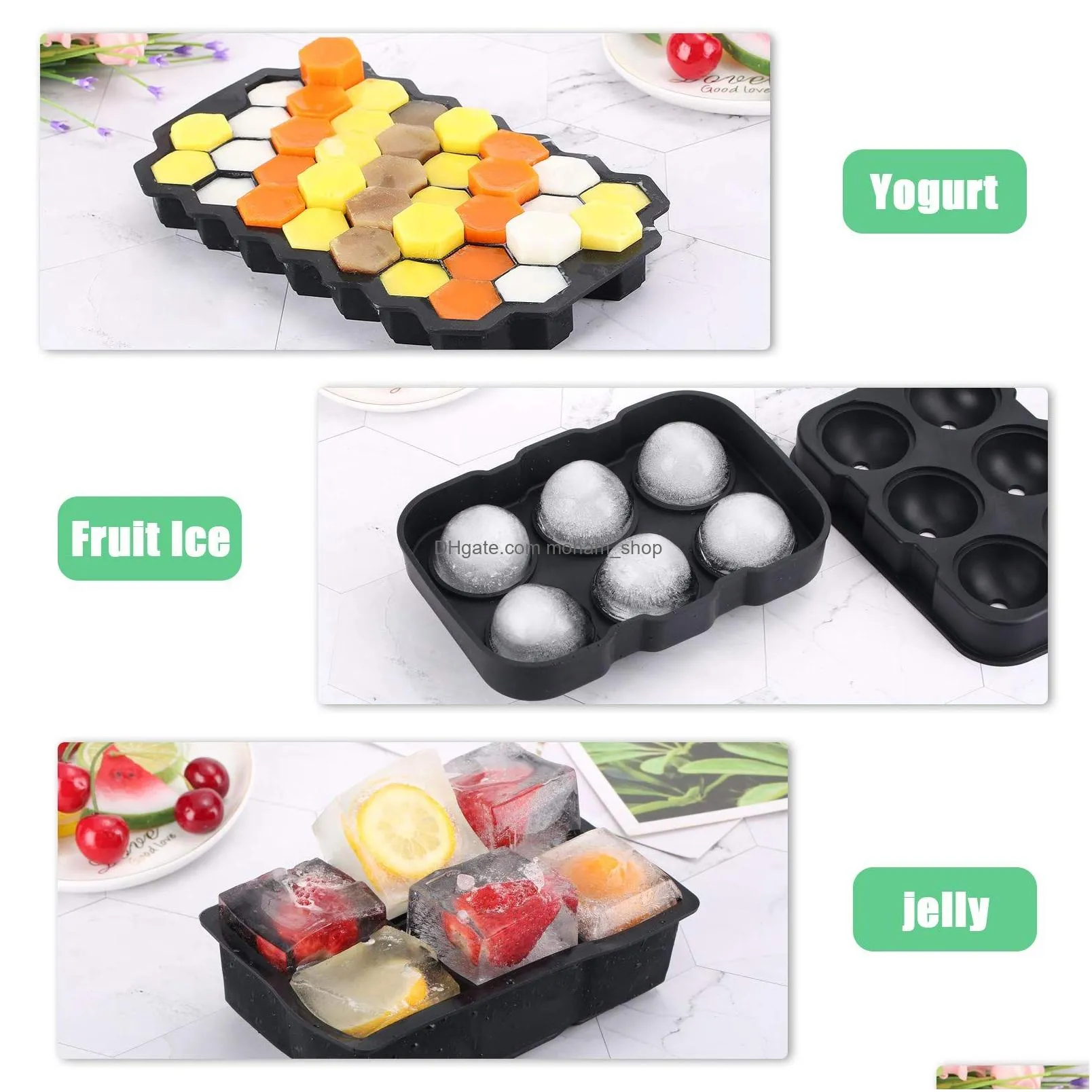 set of 3 silicone ice cube trays with lids cream tools large size mold for whiskey cocktails icecream reusable bpa xbjk2107