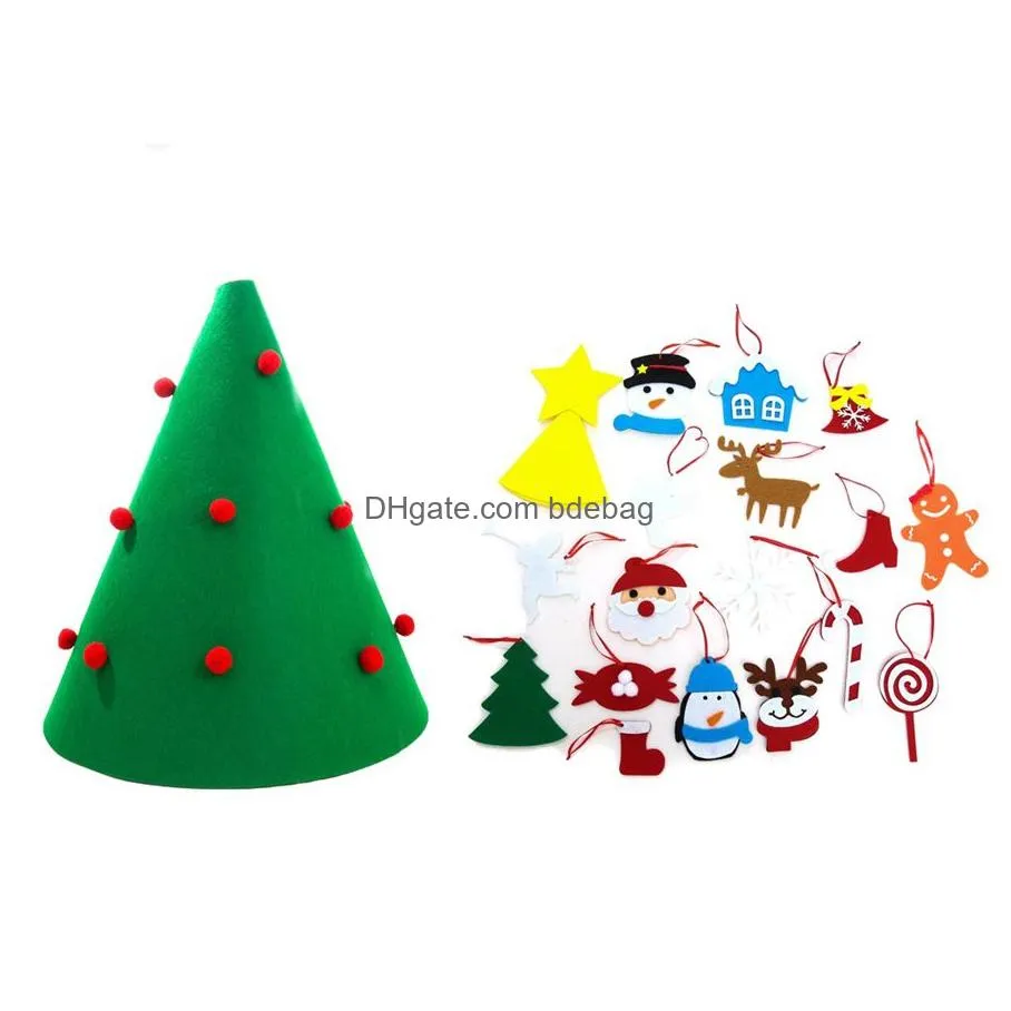 3d diy felt christmas tree with hanging ornaments kids xmas gifts christmas home decorations puzzle educational toys jk1910