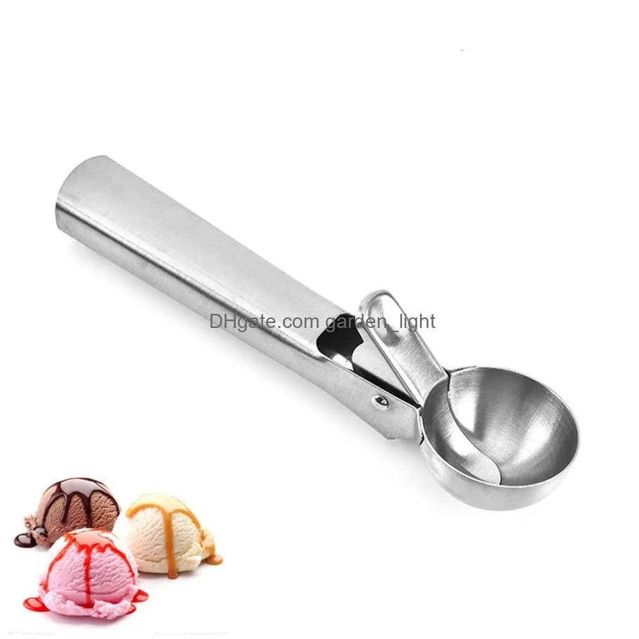 stainless steel ice cream scoop ice ball maker frozen yogurt cookie dough meat balls ice cream spoon tools watermelon spoon jk2005