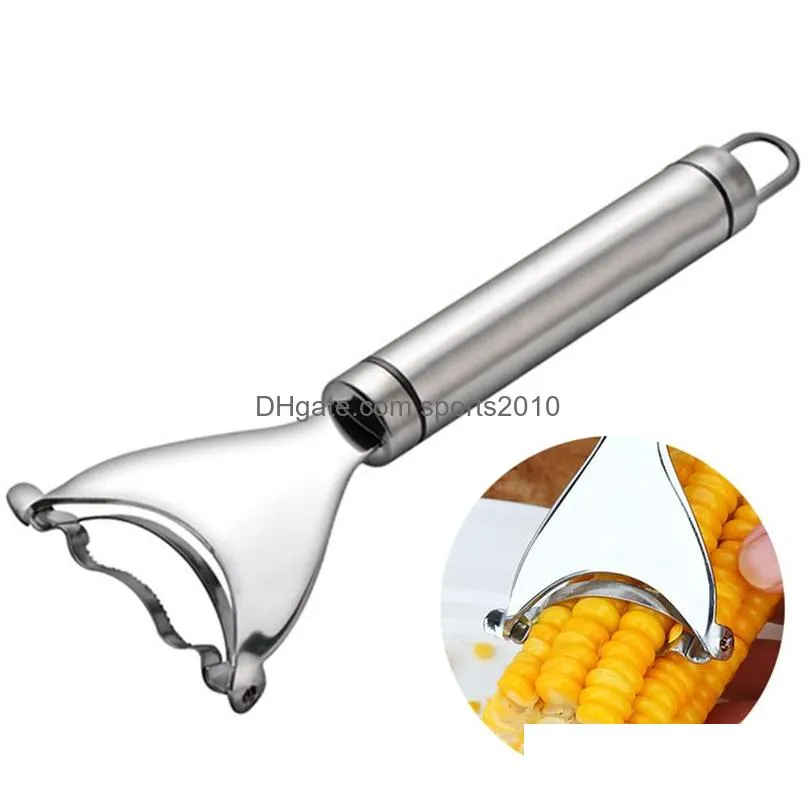 stainless steel corn stripper fruit vegetable tools cob peeler threshing kitchen gadget cutter slicer ergonomic handle kdjk2104