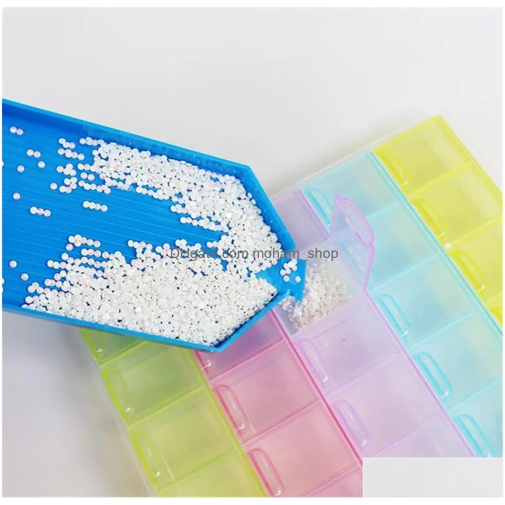 storage boxes bins plastic drill plate tray with gate diy diamond painting embroidery accessories bead sorting trays rhinestone nail art dotting tool