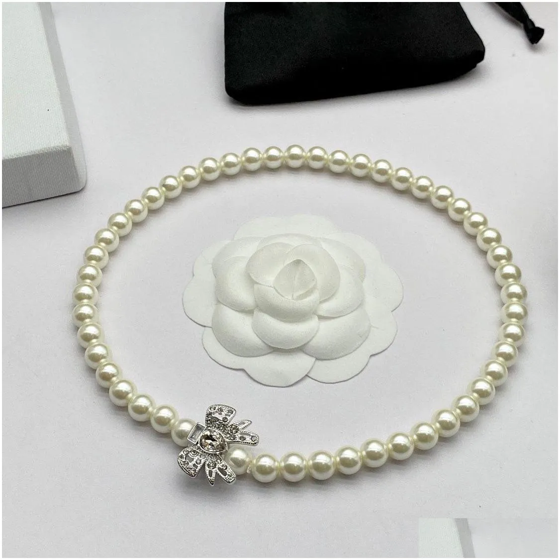 french jewelry necklaces light luxury temperament diamond bow pearl necklace bracelet court lady style pearl series vintage style