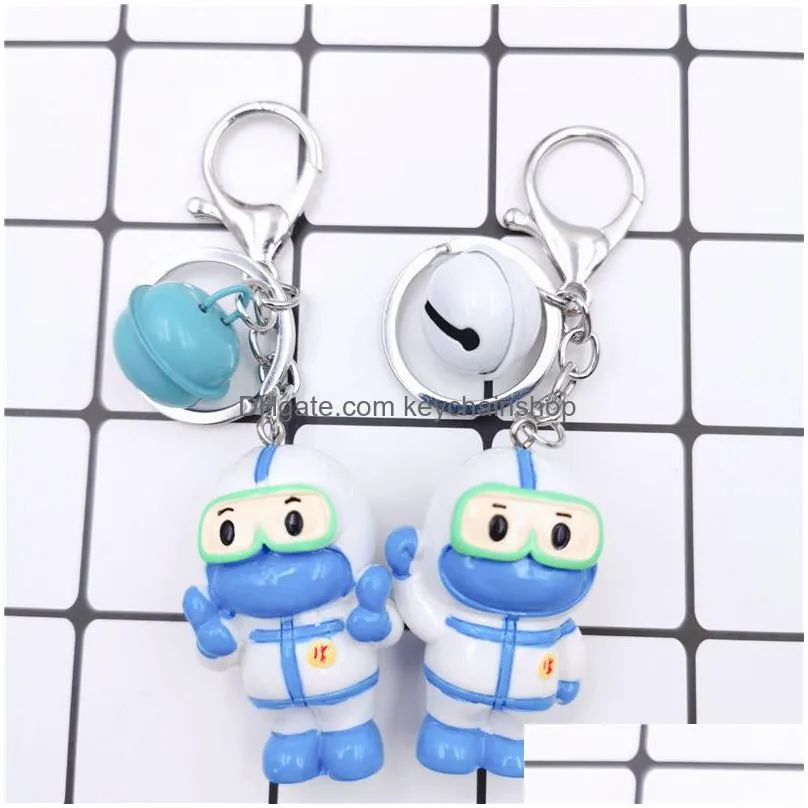 resin epidemic prevention memorial keychain cute cartoon character doctor nurse key chain creative souvenir student backpack pendant