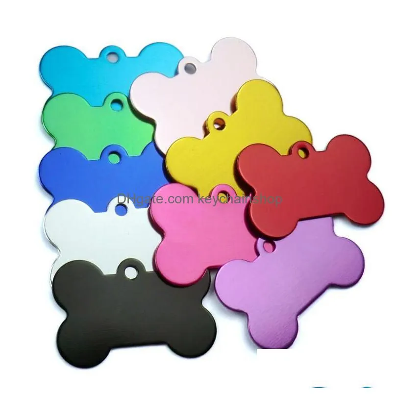 10 colors 38mm dog tag bone pet identity card keychains aluminum alloy pets supplies tags