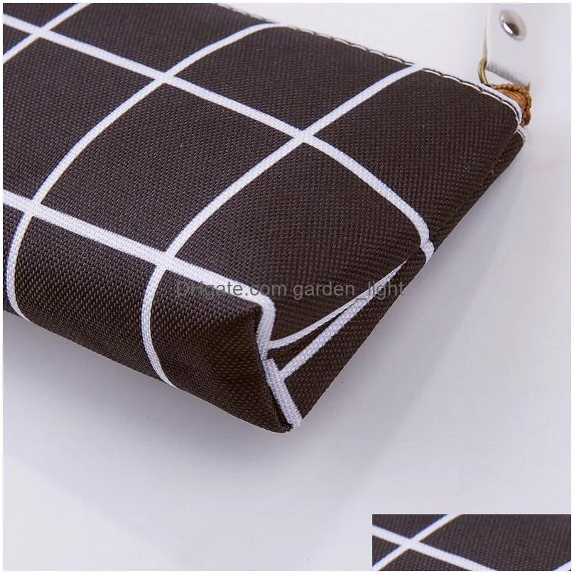 canvas pencil case pen bag striped grid korean stationery for students kids boys girls makeup costmetic pouch xbjk2110