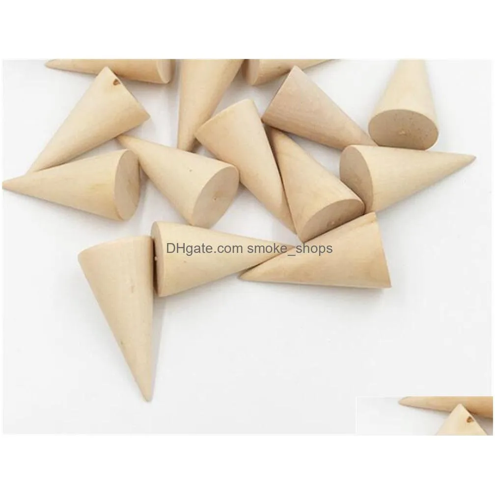 diy wood cone unpainted wooden cone shape ornamnet craft accessories jewlery display stand organizer holder rack showcase