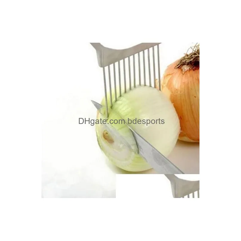 convenient kitchen cooking tool onion tomato vegetable slicer cutting aid guide holder fruit slicing cutter gadget